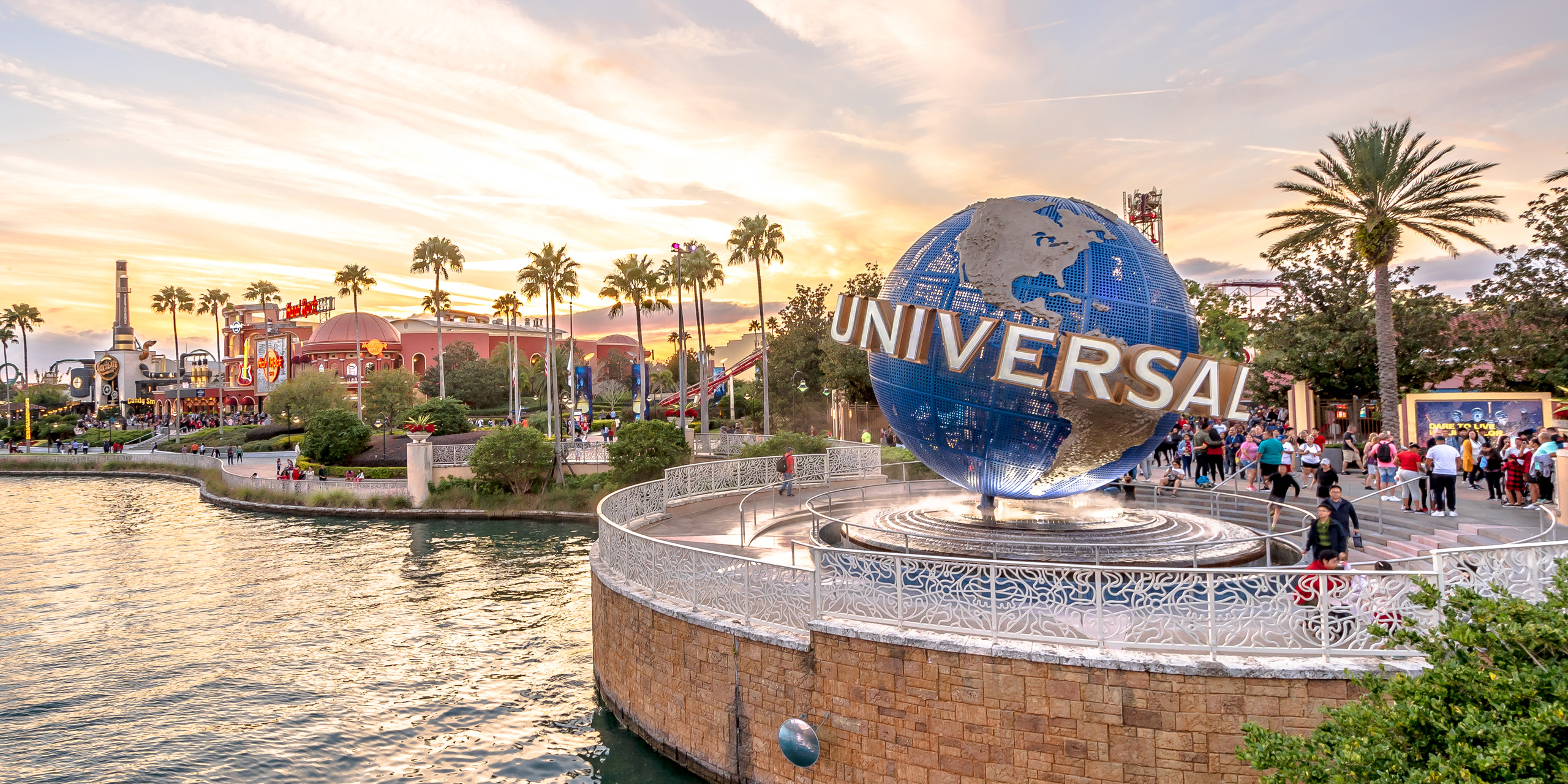 Universal Studios globe located at the entrance to the theme park; Courtesy of Chansak Joe/Shutterstock